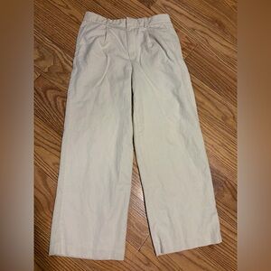 Madewell Women’s 8 Trousers Khaki Linen Blend Slouchy Straight Wide Leg Boho